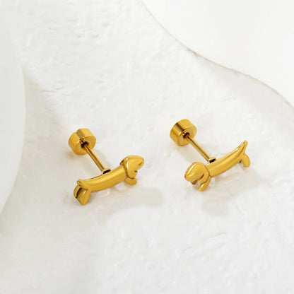 18K Gold Plated Dachshund Stud Earrings Wholesale Bulk Order (MOQ 12)