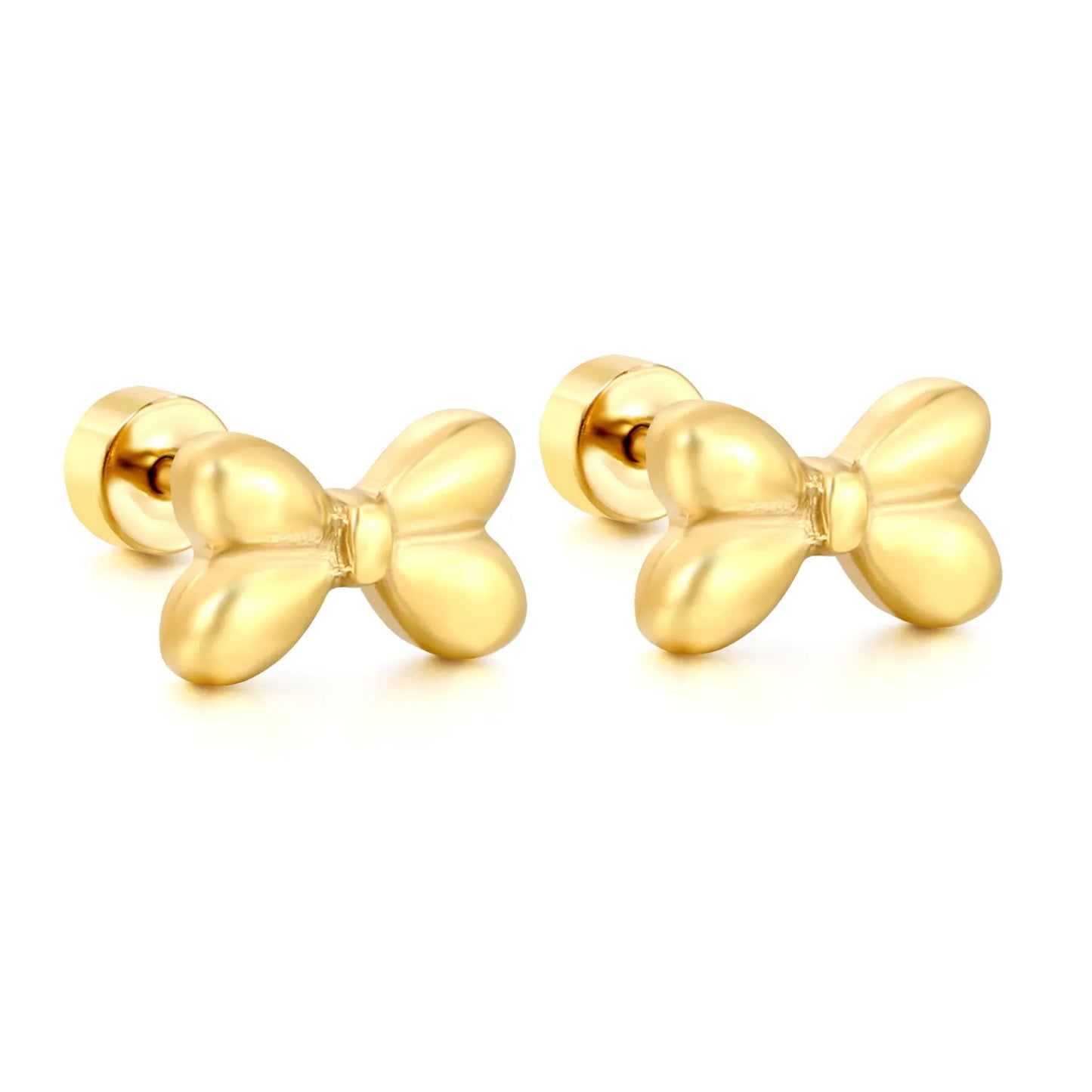 Hypoallergenic 18K Gold Plated Puffy Bow Stud Earrings – Wholesale Bulk Order (MOQ 12)