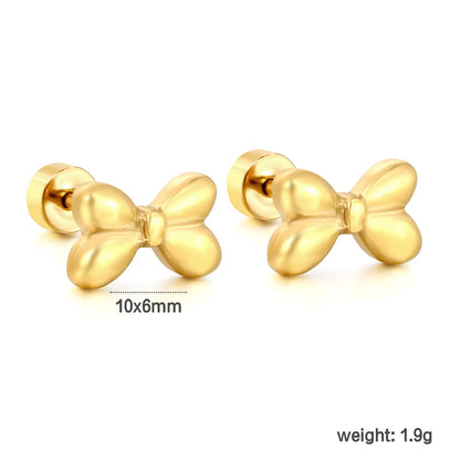 Hypoallergenic 18K Gold Plated Puffy Bow Stud Earrings – Wholesale Bulk Order (MOQ 12)