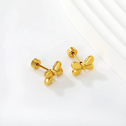 Hypoallergenic 18K Gold Plated Puffy Bow Stud Earrings – Wholesale Bulk Order (MOQ 12)