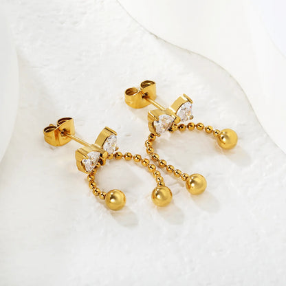 Wholesale Bow Crystal Bead Drop Stud Earrings (Gold & Silver) | MOQ 12
