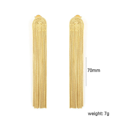 Long Chain Tassel Dangle Earrings | 18K Gold Plated | Wholesale Order MOQ 12