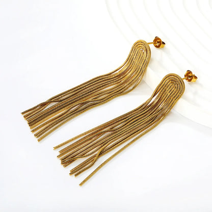 Long Chain Tassel Dangle Earrings | 18K Gold Plated | Wholesale Order MOQ 12