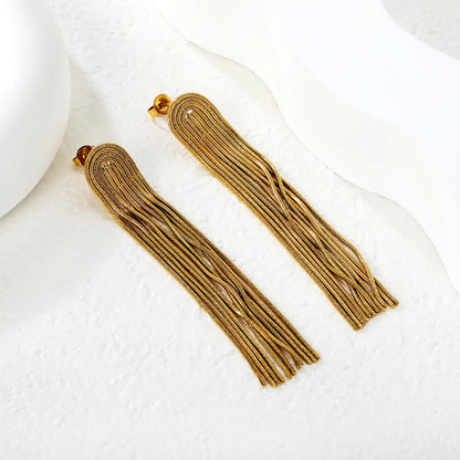 Long Chain Tassel Dangle Earrings | 18K Gold Plated | Wholesale Order MOQ 12