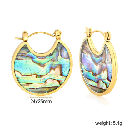 Wholesale Abalone Shell Crescent Hoop Earrings | 18K Gold Plated | MOQ 12