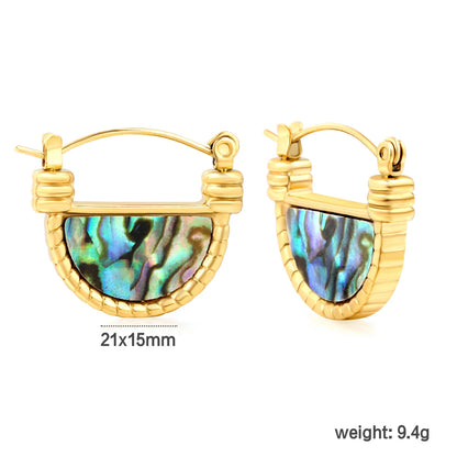 18K Gold Plated Textured Abalone Shell Mini Hoop Earrings | Wholesale Bulk Order | MOQ 12