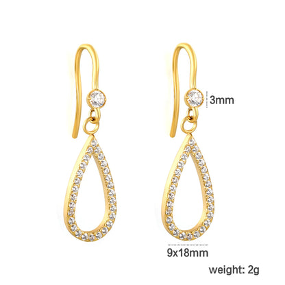 Wholesale  Delicate Crystal Teardrop Dangle Hook Earrings | 18K Gold Plated | MOQ 12
