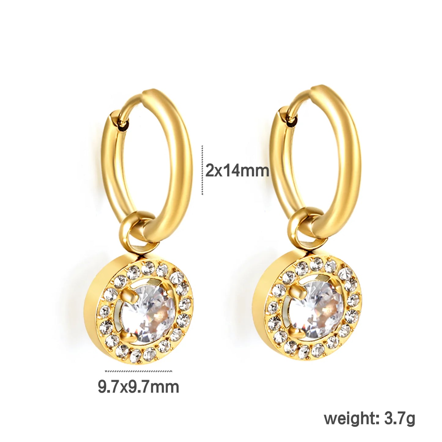 Hypoallergenic 18K Gold Plated Clear & Red Gem Halo Huggie Earring Wholesale Order MOQ 12