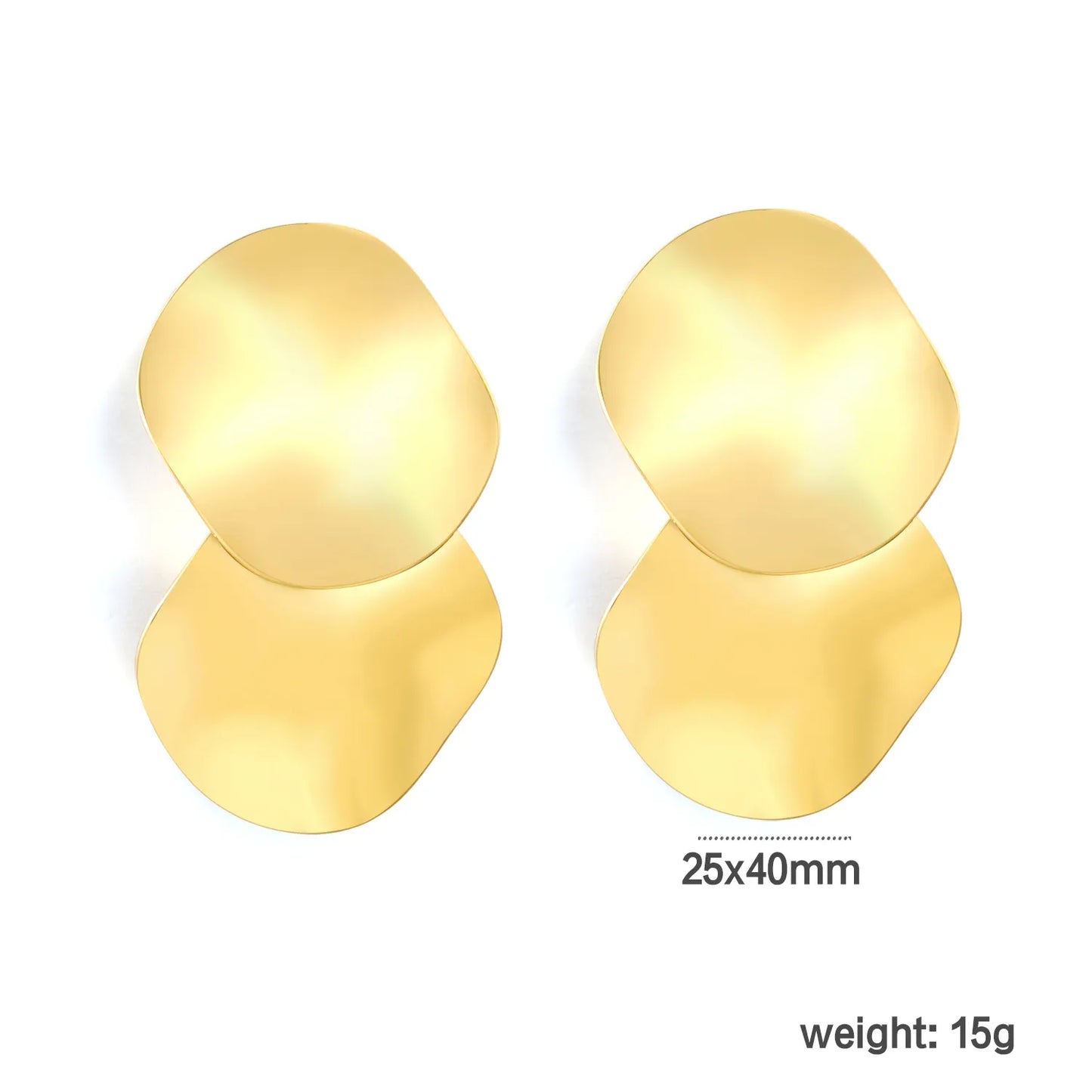 Wholesale Double Layer Irregular Disc Dangle Earrings | 18K Gold Plated | MOQ 12
