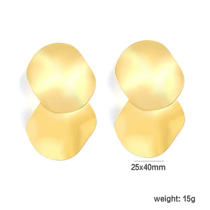 Wholesale Double Layer Irregular Disc Dangle Earrings | 18K Gold Plated | MOQ 12