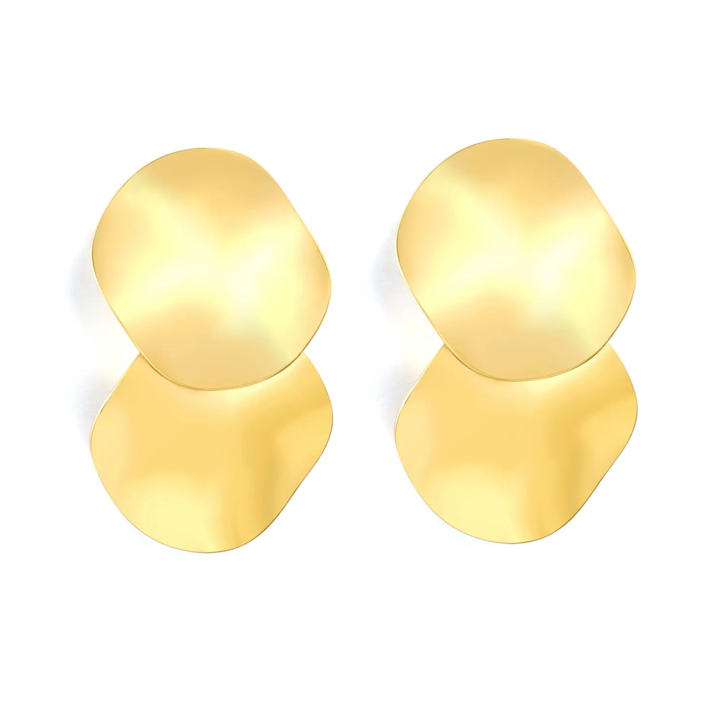 Wholesale Double Layer Irregular Disc Dangle Earrings | 18K Gold Plated | MOQ 12