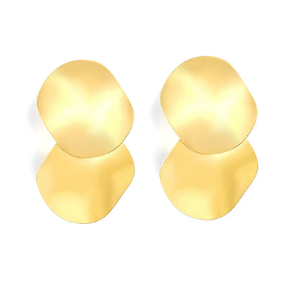 Wholesale Double Layer Irregular Disc Dangle Earrings | 18K Gold Plated | MOQ 12