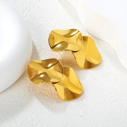Wholesale Double Layer Irregular Disc Dangle Earrings | 18K Gold Plated | MOQ 12