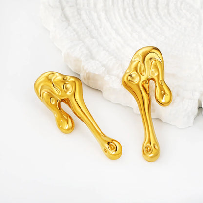 Wholesale 18K Gold Plated Molten Drip Drop Earrings Bulk Order MOQ 12
