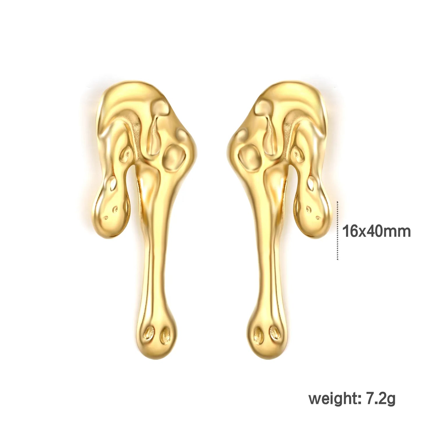 Wholesale 18K Gold Plated Molten Drip Drop Earrings Bulk Order MOQ 12