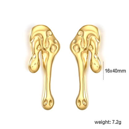 Wholesale 18K Gold Plated Molten Drip Drop Earrings Bulk Order MOQ 12