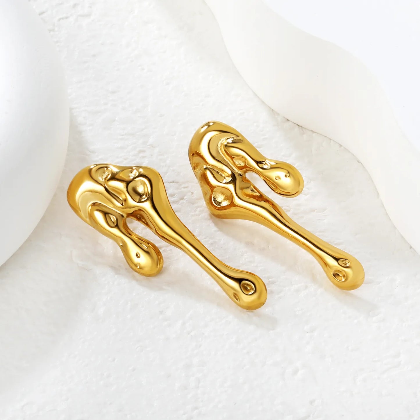 Wholesale 18K Gold Plated Molten Drip Drop Earrings Bulk Order MOQ 12