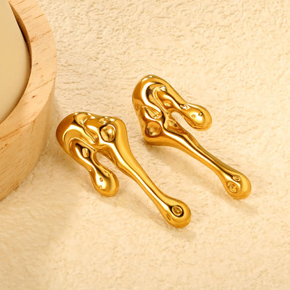 Wholesale 18K Gold Plated Molten Drip Drop Earrings Bulk Order MOQ 12