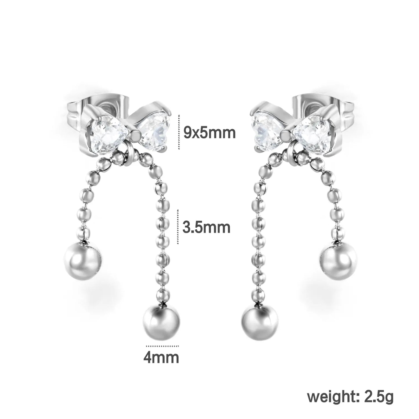 Wholesale Bow Crystal Bead Drop Stud Earrings (Gold & Silver) | MOQ 12