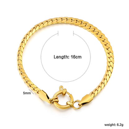 Wholesale 18K Gold Plated 5mm Cuban Link Chain Bracelet | Spring Ring Clasp | MOQ 12