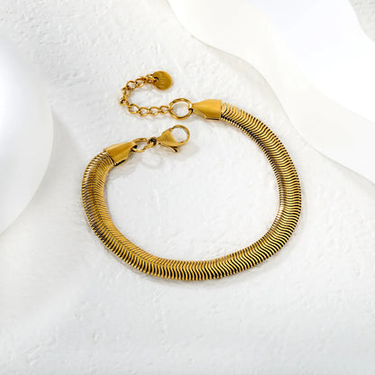 Wholesale 6mm Herringbone Snake Chain Bracelet | 18K Gold Plated | Adjustable Extension | MOQ 12