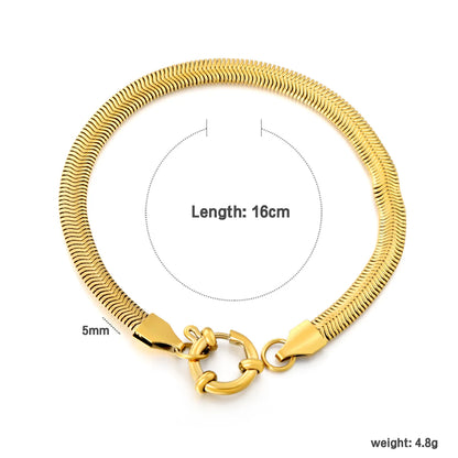 Wholesale 5mm Snake Chain Bracelet | 18K Gold Plated | Spring Ring Clasp | MOQ 12