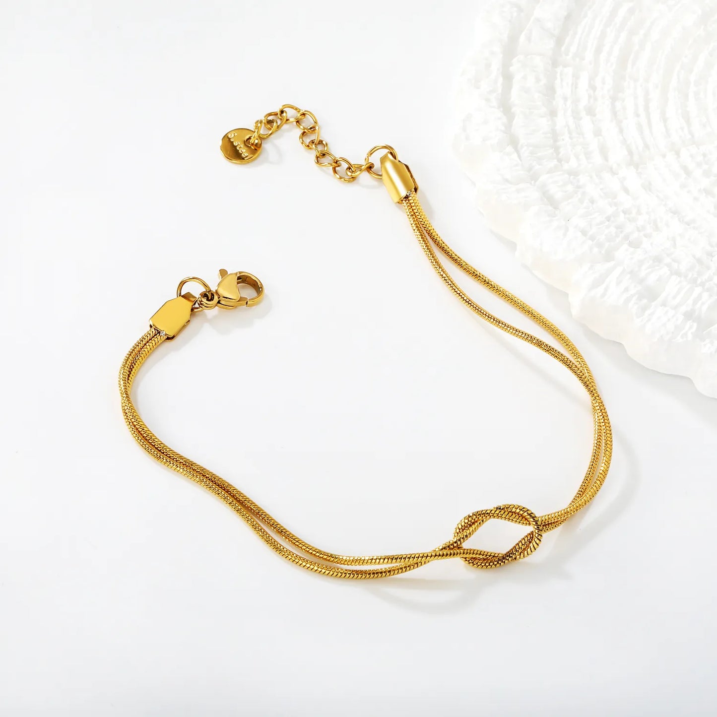Wholesale Double Layer Knot Snake Chain Bracelet | Adjustable Length | Bulk Order MOQ 12