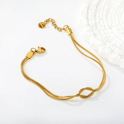 Wholesale Double Layer Knot Snake Chain Bracelet | Adjustable Length | Bulk Order MOQ 12