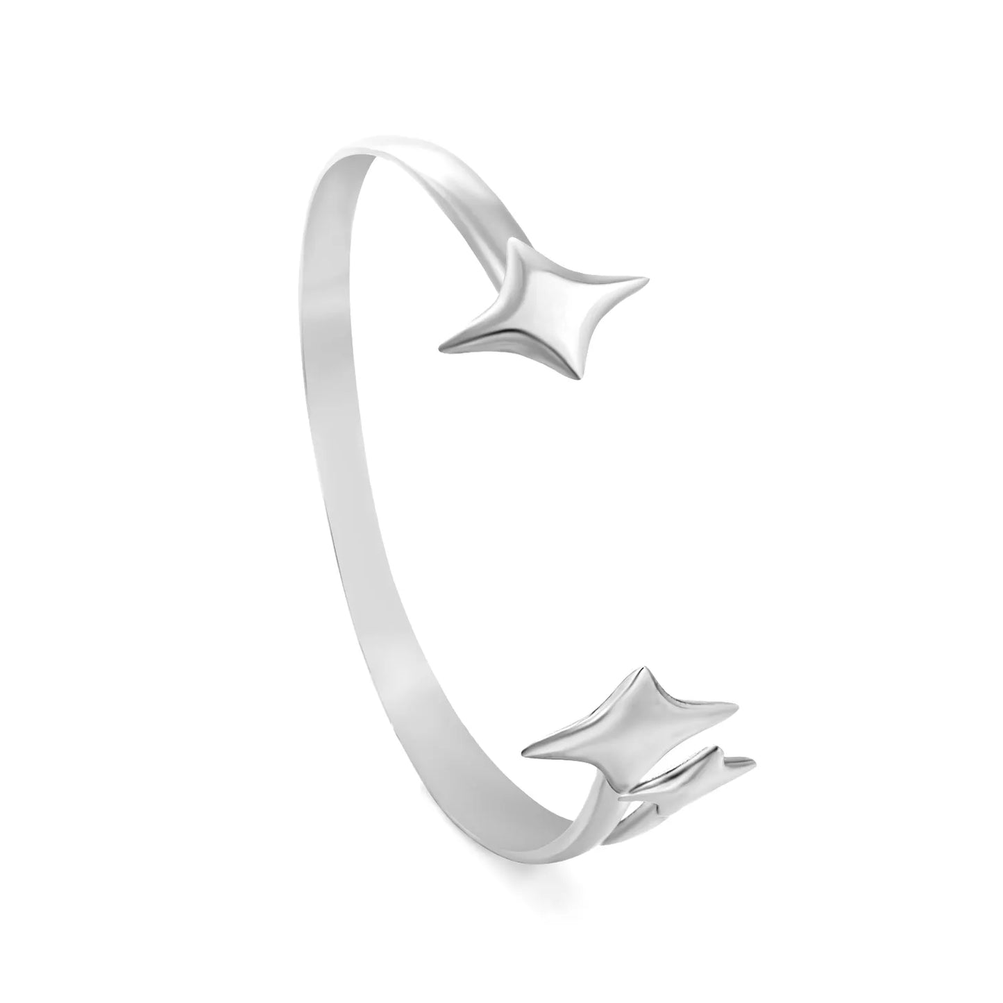18K Gold Plated Star Open Cuff Bangle | Gold & Silver Finishes | Hypoallergenic Stainless Steel | Wholesale MOQ 12