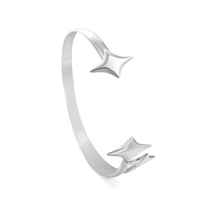 18K Gold Plated Star Open Cuff Bangle | Gold & Silver Finishes | Hypoallergenic Stainless Steel | Wholesale MOQ 12