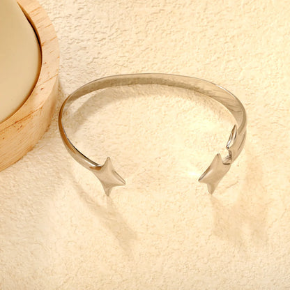 18K Gold Plated Star Open Cuff Bangle | Gold & Silver Finishes | Hypoallergenic Stainless Steel | Wholesale MOQ 12