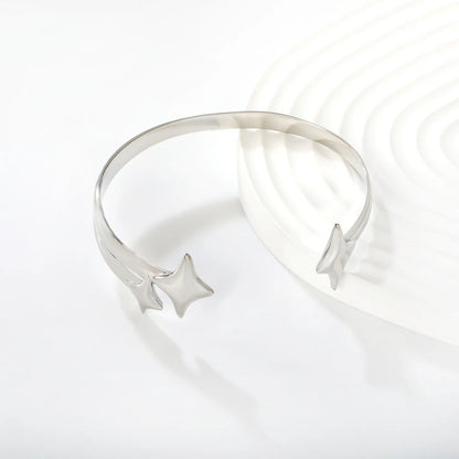 18K Gold Plated Star Open Cuff Bangle | Gold & Silver Finishes | Hypoallergenic Stainless Steel | Wholesale MOQ 12