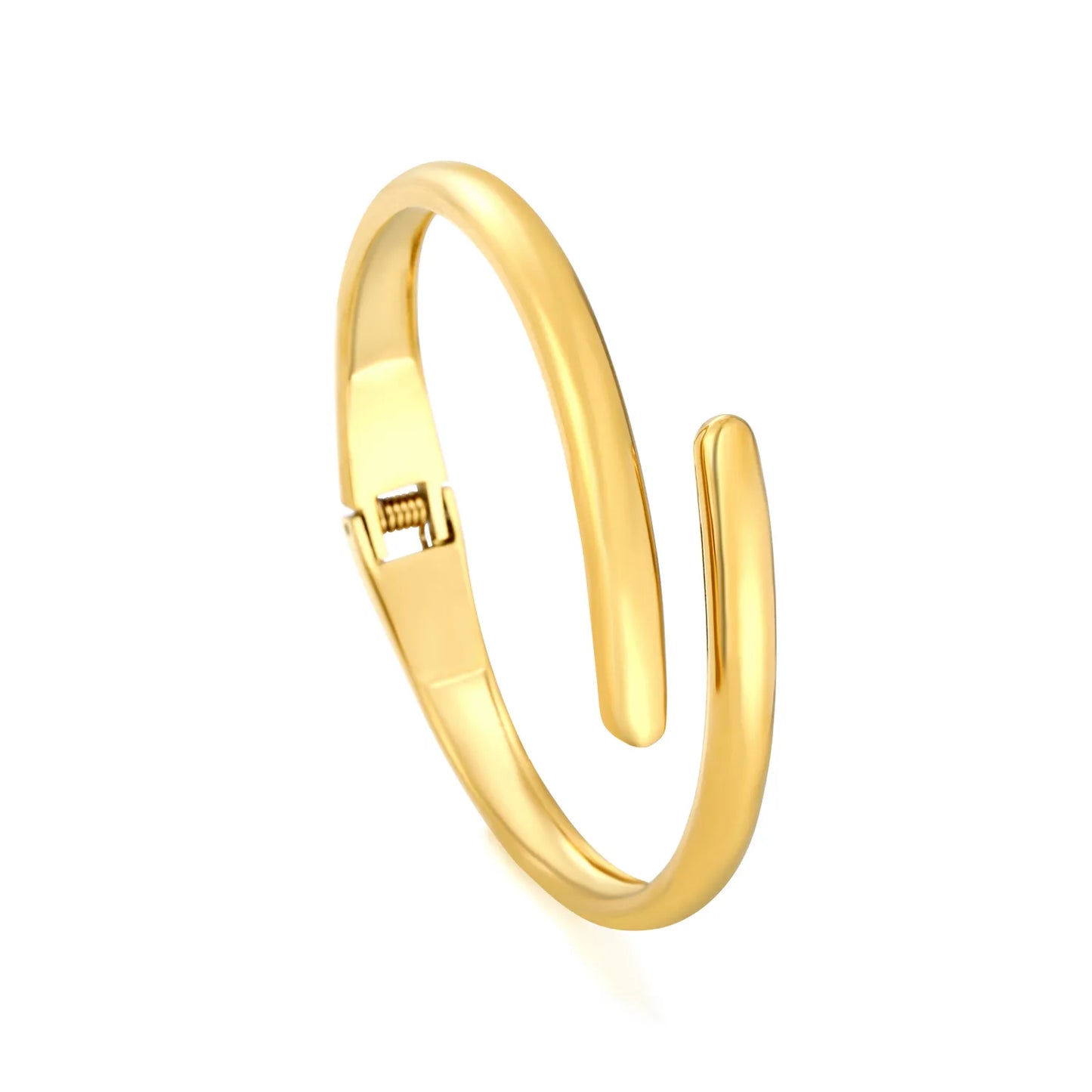 Minimalist Sleek Open Hinged Bangle | 18K Gold Plated | 60mm | Wholesale MOQ 12