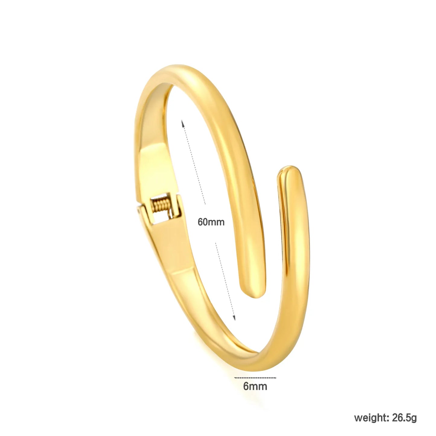 Minimalist Sleek Open Hinged Bangle | 18K Gold Plated | 60mm | Wholesale MOQ 12