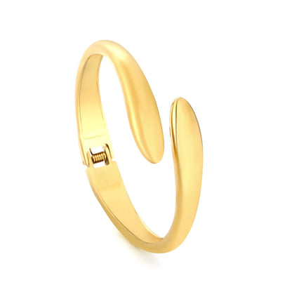 Wholesale 18K Gold Plated Teardrop Open Hinged Bangle | 58mm | MOQ 12