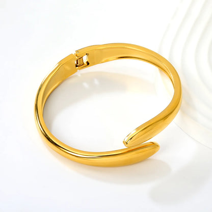 Wholesale 18K Gold Plated Teardrop Open Hinged Bangle | 58mm | MOQ 12