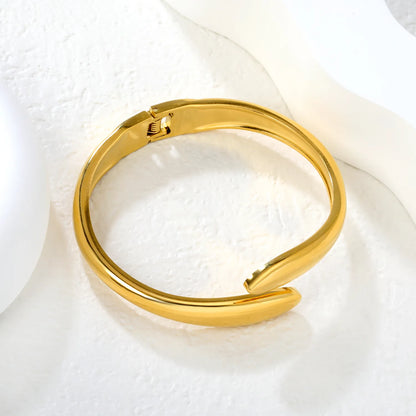 Wholesale 18K Gold Plated Teardrop Open Hinged Bangle | 58mm | MOQ 12