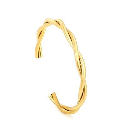 18K Gold Plated Twisted Open Cuff Bangle | Hypoallergenic Stainless Steel | 62mm | MOQ 12