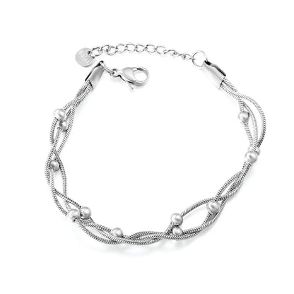 Multi-layered Braided Layered Pearl Bracelet with Beads| Wholesale Bulk Order MOQ 12 | Adjustable Length