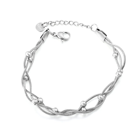 Multi-layered Braided Layered Pearl Bracelet with Beads| Wholesale Bulk Order MOQ 12 | Adjustable Length