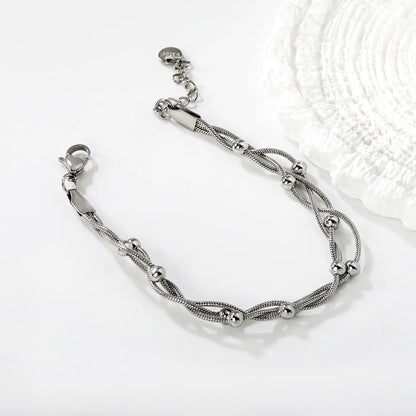 Multi-layered Braided Layered Pearl Bracelet with Beads| Wholesale Bulk Order MOQ 12 | Adjustable Length