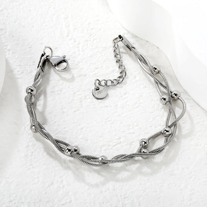 Multi-layered Braided Layered Pearl Bracelet with Beads| Wholesale Bulk Order MOQ 12 | Adjustable Length