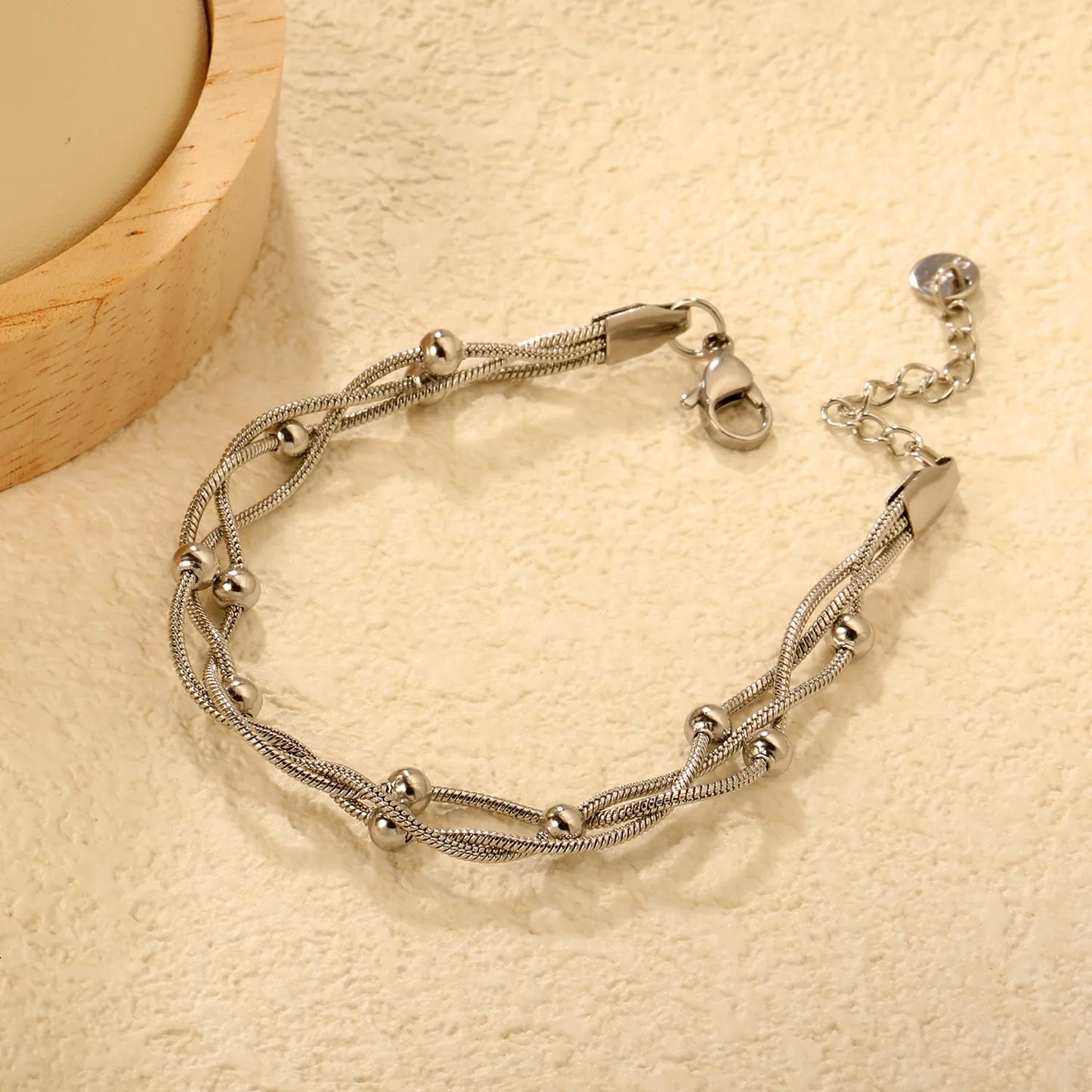 Multi-layered Braided Layered Pearl Bracelet with Beads| Wholesale Bulk Order MOQ 12 | Adjustable Length