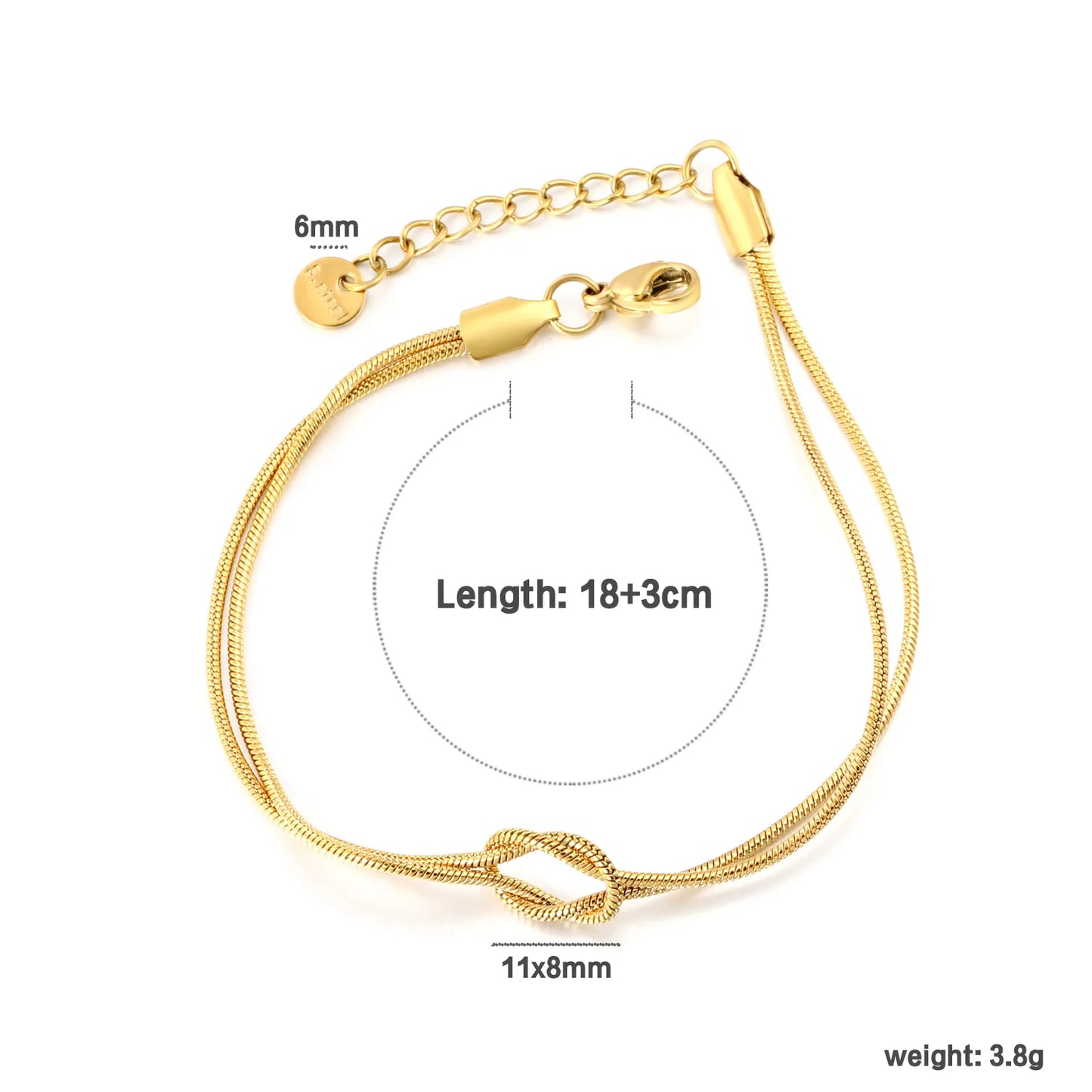 Wholesale Double Layer Knot Snake Chain Bracelet | Adjustable Length | Bulk Order MOQ 12