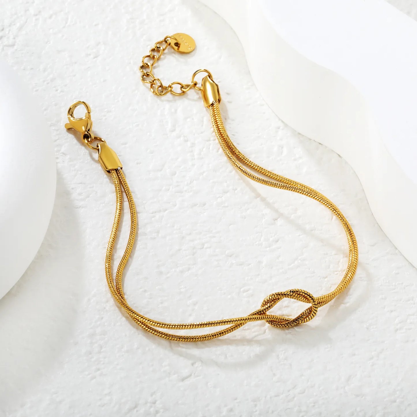 Wholesale Double Layer Knot Snake Chain Bracelet | Adjustable Length | Bulk Order MOQ 12