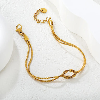 Wholesale Double Layer Knot Snake Chain Bracelet | Adjustable Length | Bulk Order MOQ 12