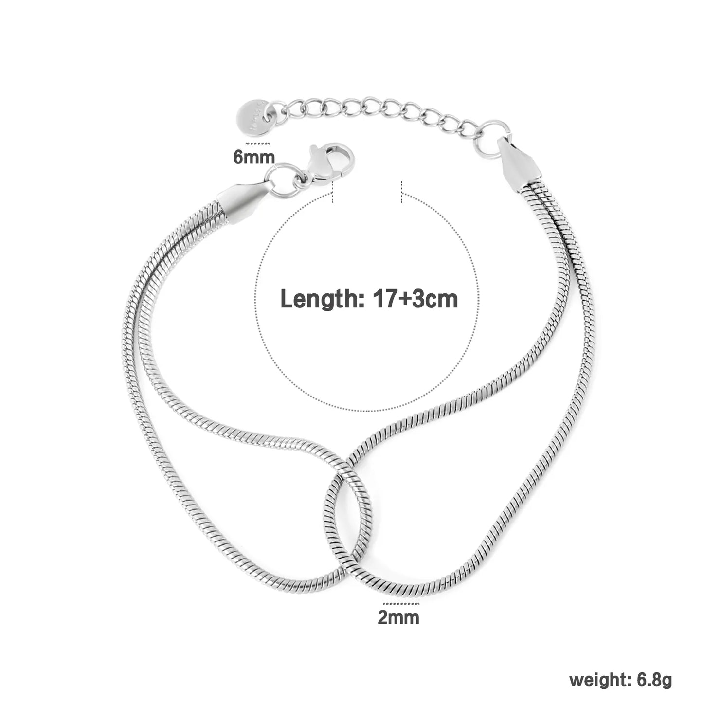 Wholesale Double Layer Snake Chain Bracelet | 2 Color Options | Hypoallergenic Stainless Steel | MOQ 12