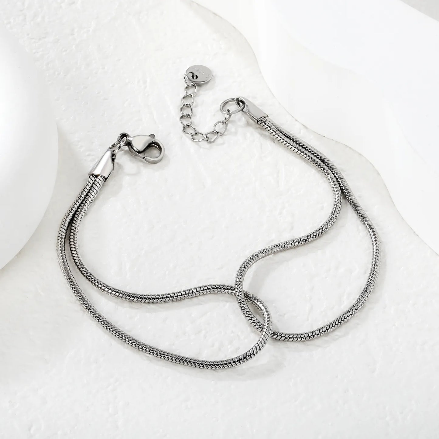Wholesale Double Layer Snake Chain Bracelet | 2 Color Options | Hypoallergenic Stainless Steel | MOQ 12
