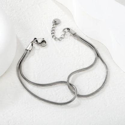 Wholesale Double Layer Snake Chain Bracelet | 2 Color Options | Hypoallergenic Stainless Steel | MOQ 12