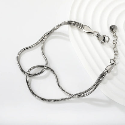 Wholesale Double Layer Snake Chain Bracelet | 2 Color Options | Hypoallergenic Stainless Steel | MOQ 12